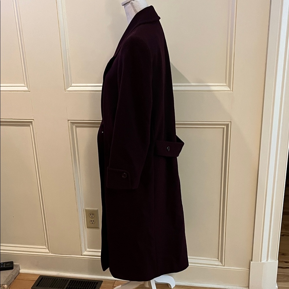 Chic Women's Double-Breasted Wool Coat - Deep Purple - Picture 6 of 11